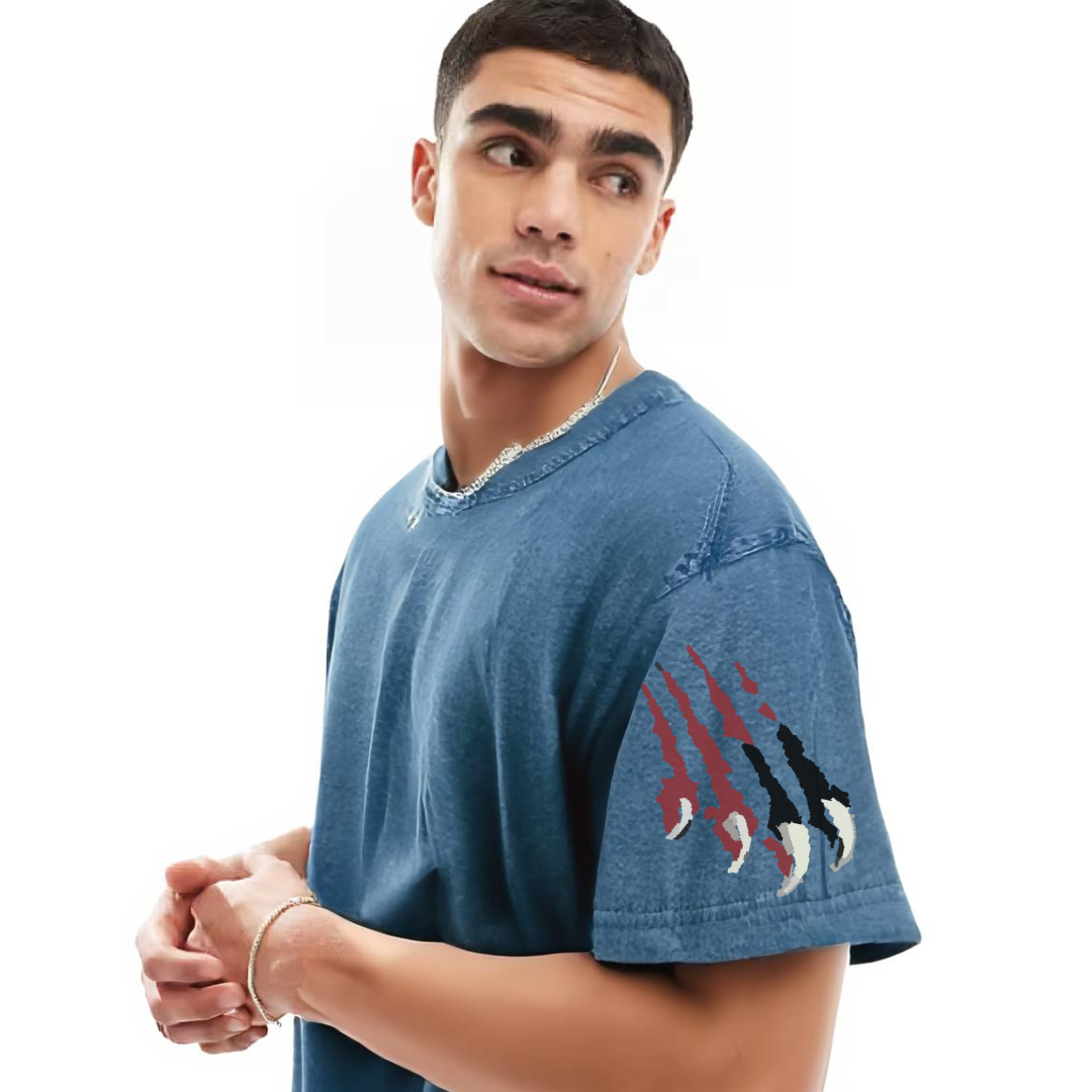 Animal spirit oversized T Shirt ( Aqua blue )