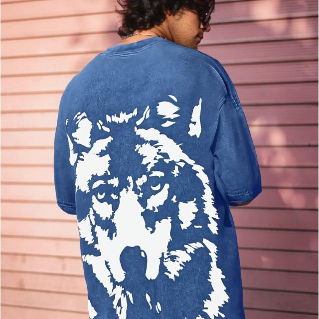 Animal spirit oversized T Shirt ( Aqua blue )