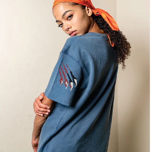 Animal spirit oversized T Shirt ( Aqua blue )