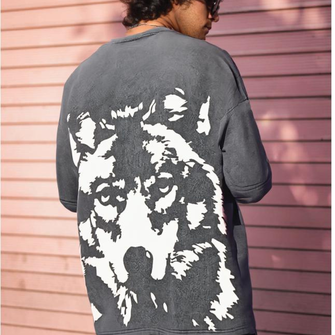 Animal Spirit Oversized T Shirt (Grey)